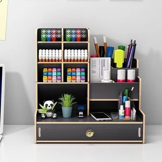 Organizador de Mesa Porta Caneta Lápis Treco Madeira Multiuso Escritório Home Office