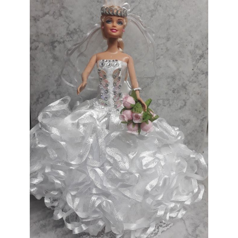 Moda princesa vestido de casamento para barbie 1/6 roupas de