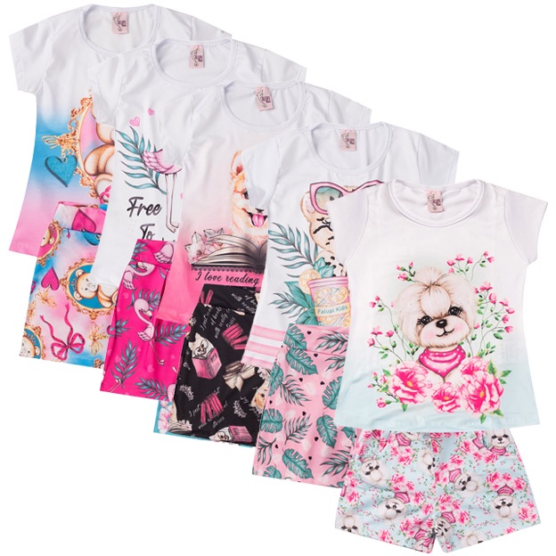 Kit 4 Conjunto Infantil Verão Feminino Premium