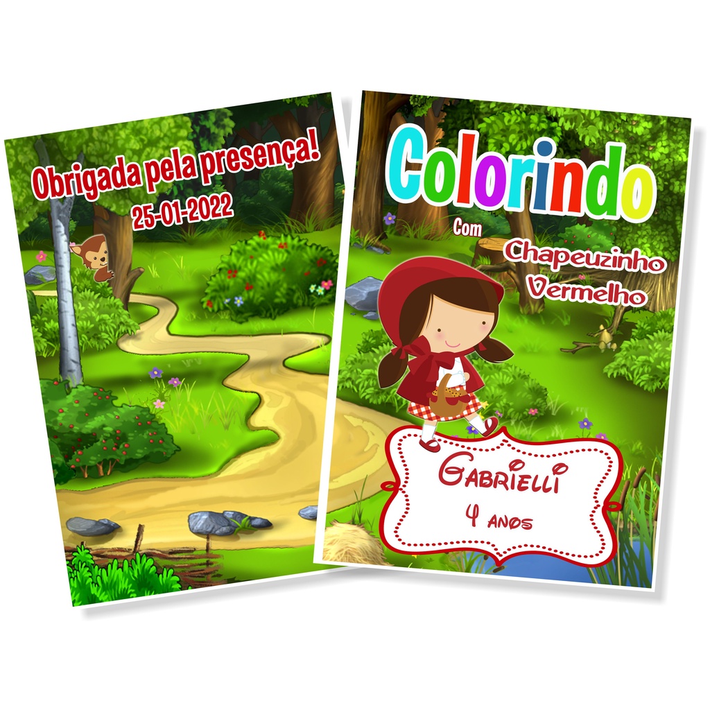 Kit Colorir Gi Aventureira Vermelha - Revistinha 10x15 + Giz