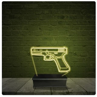 Led Luminária Acrílico Abajur - Arma pistola guns