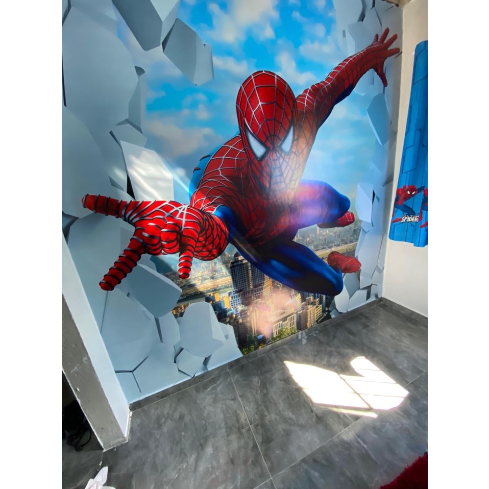 Papel de parede homem aranha 3d parede quebrando