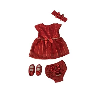 Kit Vestido Calcinha Sapatinho Laço Roupa Bebe 0-6 meses 4 peças Aniversário Casamento Batizado