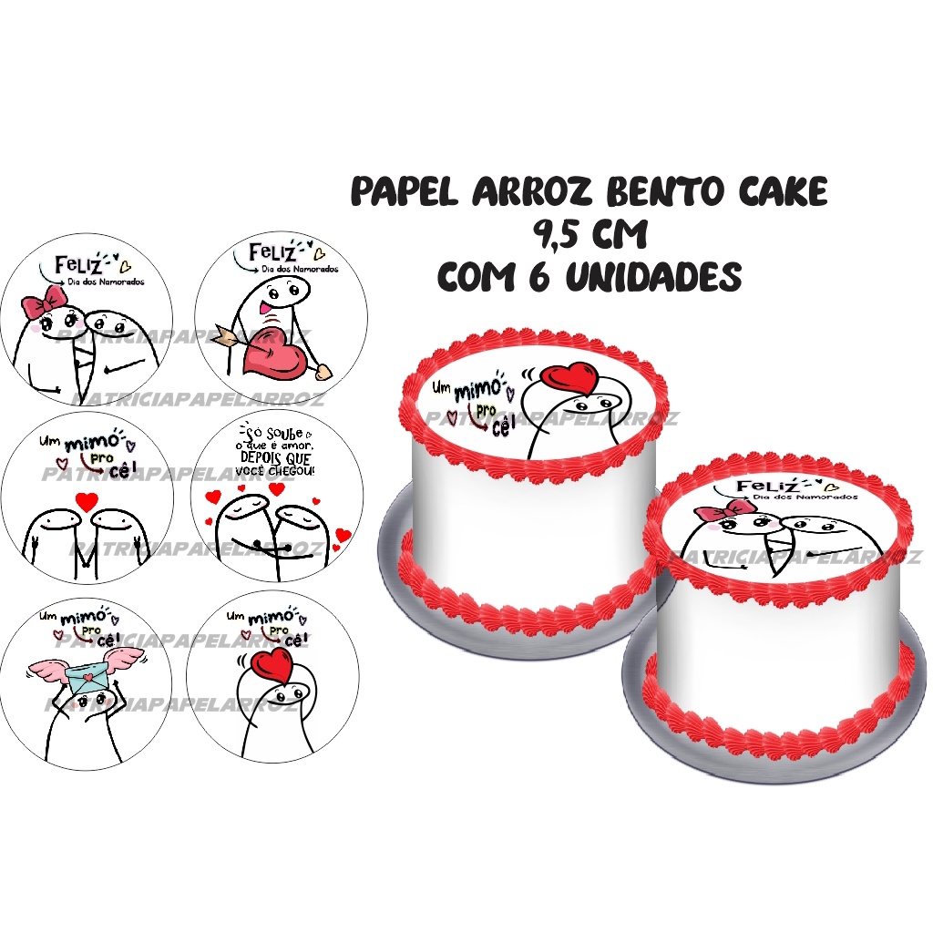 Papel de arroz CORTADO para Bento cake, Mini Bolo, Bolo Marmita com 6  unidades de 9cm - Flork Meme