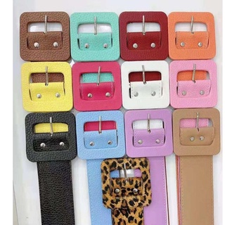 Kit 02 Cintos Femininos Coloridos Couro Fivela Quadrada Retrô Blogueiras Moda HL-111