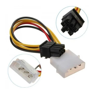 Cabo De Força Pci-e Placa De Video 6 Pinos Adaptador Fonte Molex 6 Pin