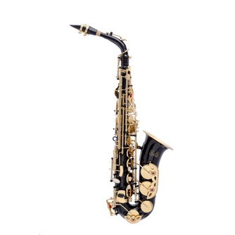 Saxofone Alto Mib Preto Com Chaves Douradas HAL1100 Marca HALK