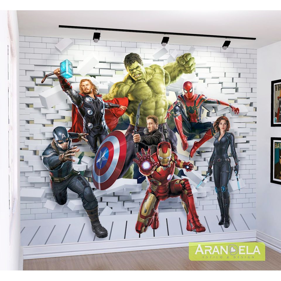 Papel De Parede Personalizado Homem-Aranha Marvel Buraco 3D