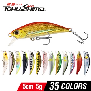 1Pcs 35 Cores Isca De Pesca 5g/5cm Afundando Minnow 3D Olhos De Minneve Trolling Laser Plástica Com 2 Anzóis Triplos