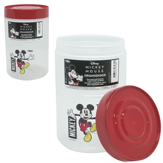 Pote Mickey Com Tampa Vermelho 1,1l De Plastico Redondo Toda Hora