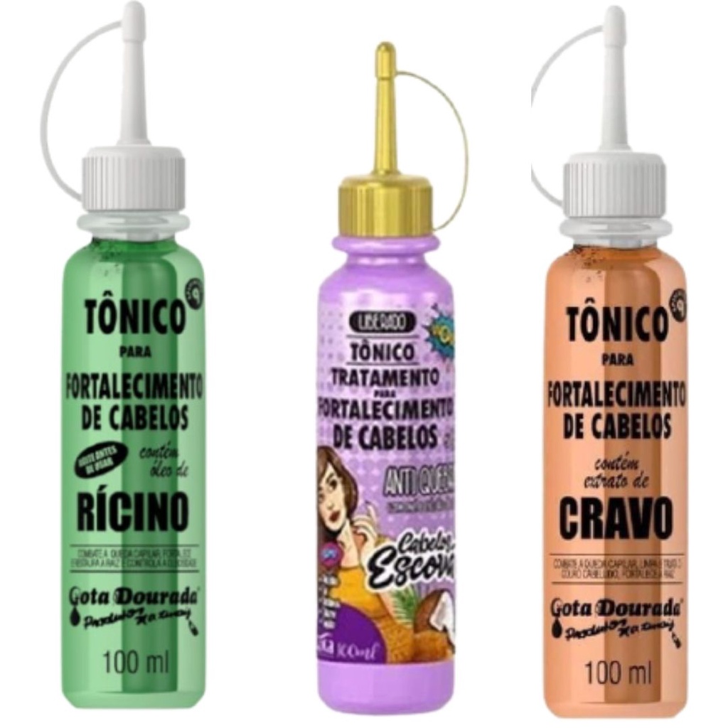 Tônico Capilar Gota Dourada Fortalececimento dos Cabelos Tonico Rícino ...