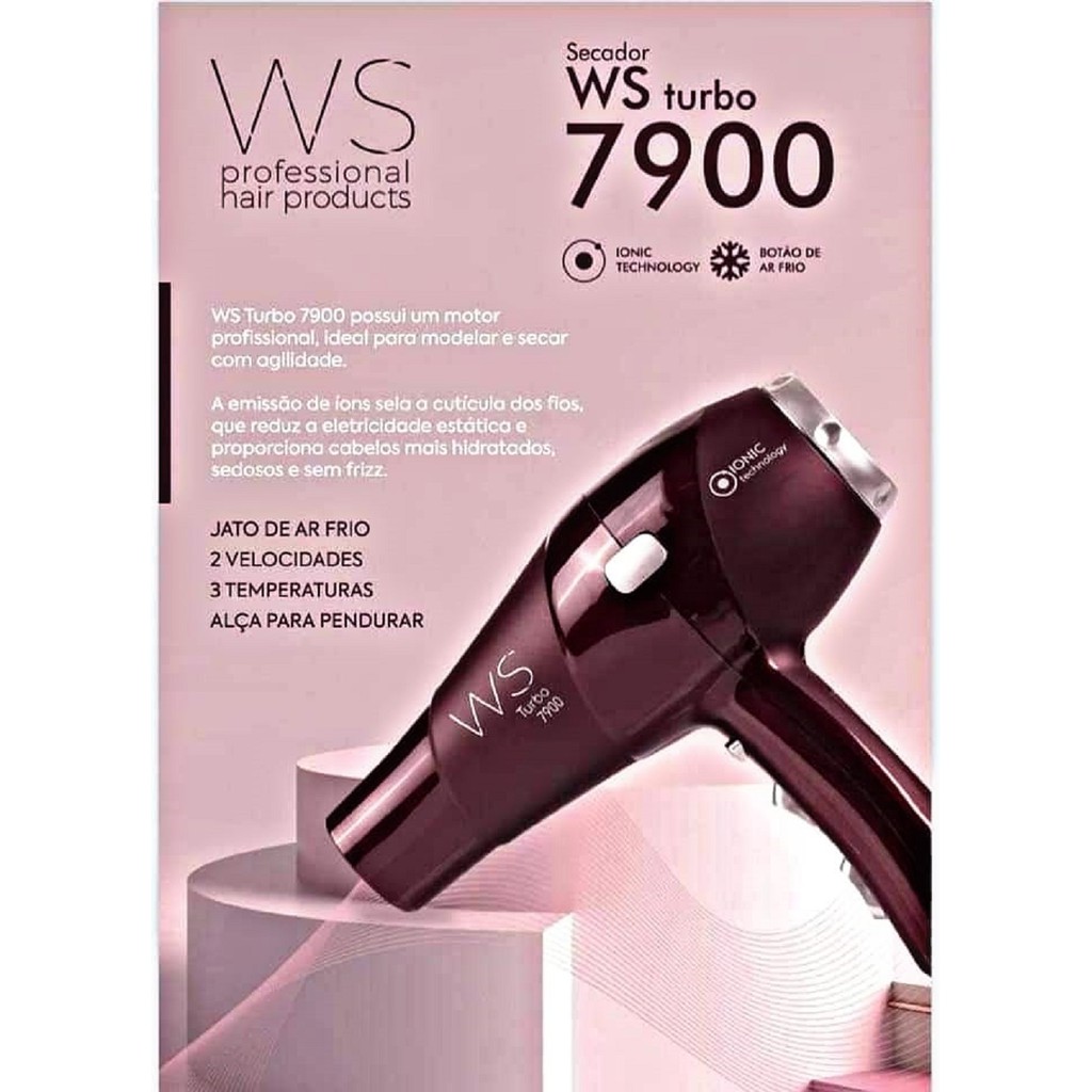 Secador De Cabelo Ws Turbo 7900 Profissional Hair | Shopee Brasil