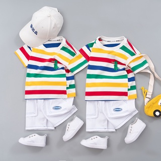 Novas Crianças Roupas De Verão Das Meninas Do Menino Tiras T Shirt Shorts 2 Pçs/sets Bebê Criança Sportswear Infantil 1 2 3 4 5 Ano