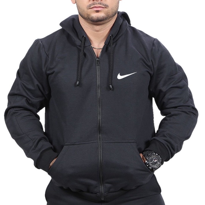 Blusa de Frio NK Masculina Hoodie Moletom Ziper Capuz Forrado - Escorrega o  Preço