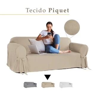 Capa de Sofá em Piquet Elegante Resistente Protetor Sala (6,5,4,3,2,1 lugares) Exclusiva Mistero