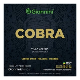 Encordoamento Cordas De Viola Giannini Cobra Tensão Leve Cebolão Em Mi
