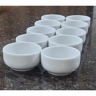 Kit 10 tigelas mini 40ml - Sobremesa - Manteigueira - Patês e molhos - Porcelana Branca