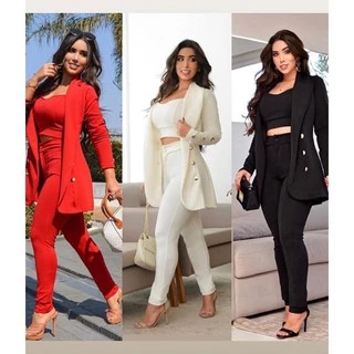 Maxi Blazer Feminino conjunto jaqueta Calça Cropped