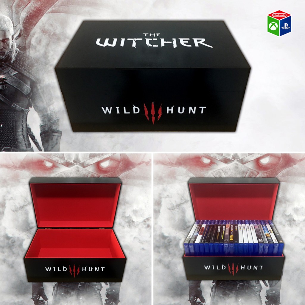 Porta jogos para PS3/PS4/Xbox One - The Witcher 3 (Preta)