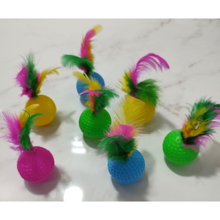 Combo 7 Bolinhas com Penas e Guizo - Brinquedos Pet P/ Gatos