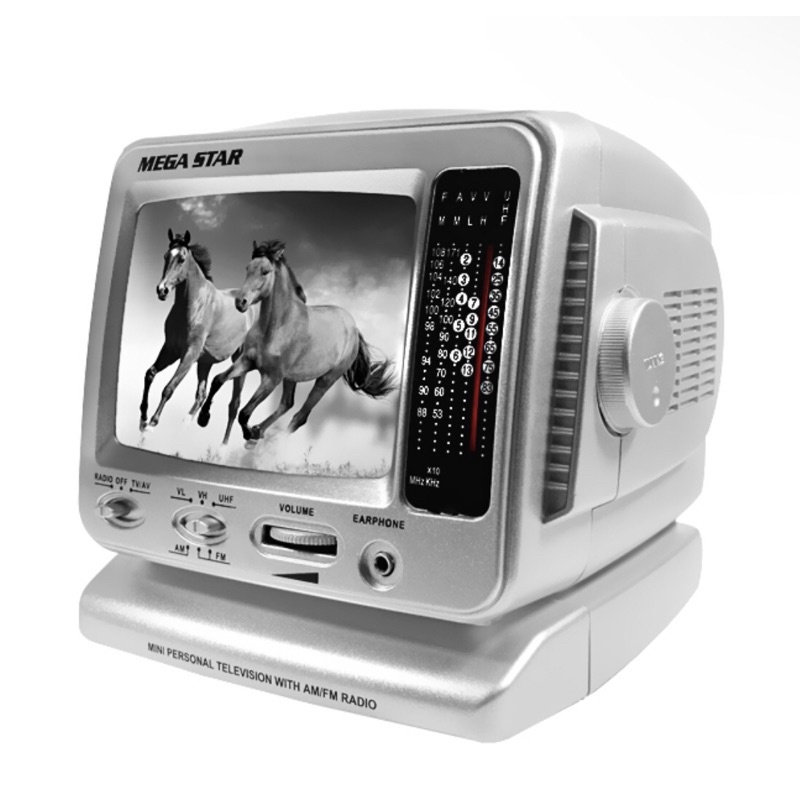 TV Portátil 5.5" MegaStar TV-601 com Rádio AM e FM Bivolt - Imagem Preto e Branco