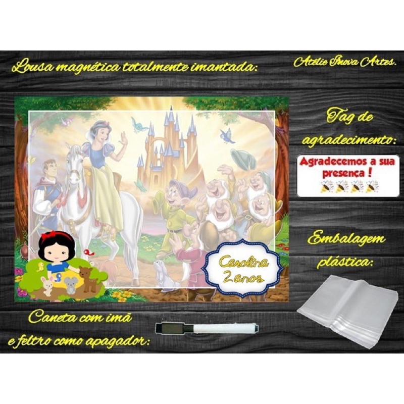 Lousas Magn Ticas Personalizadas Branca De Neve X Cm Fazemos Qualquer Tema Shopee Brasil