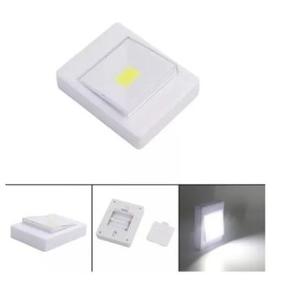 Mini Luminária Quadrada Led Forte Armário Corredor Abajur Pilha Fixação Imã Adesivo Parafuso