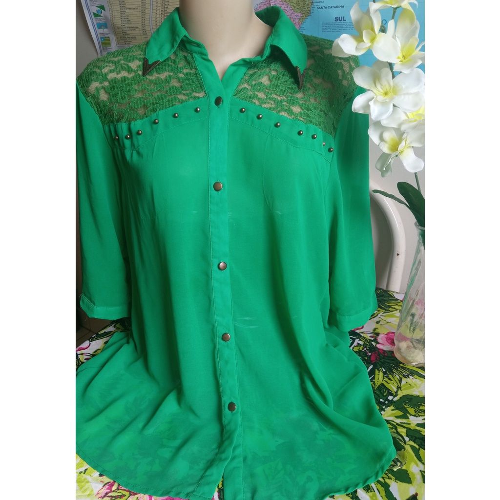 Camisa verde best sale social feminina