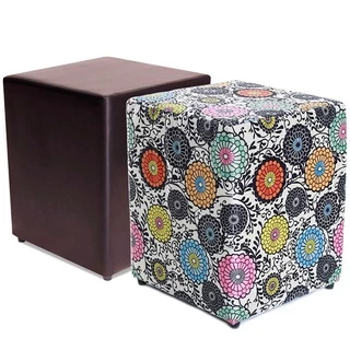 Kit 2 Puffs Quadrados Decorativo 45cm Courvin Estampado BF Colchões