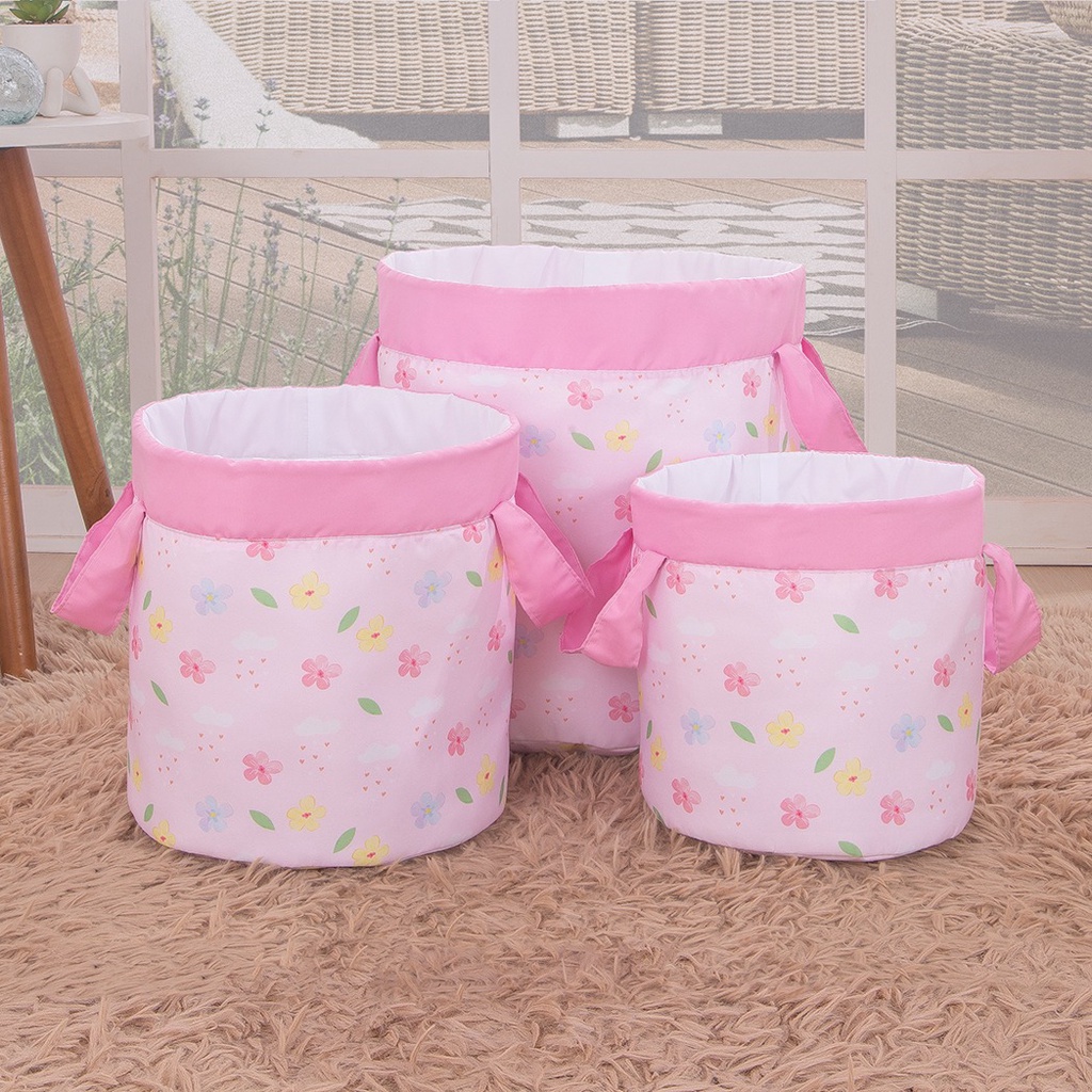 Cesto Organizador De Brinquedos Quarto Infantil Menina 3 Peças Varias ...