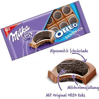 Milka OREO SANDWICH - Chocolate & Biscoito Oreo - Importado da Polônia