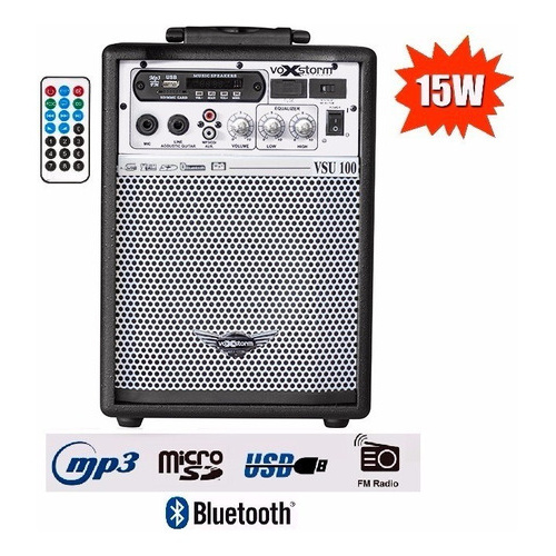 Caixa Multiuso Voxstorm Vsu 100 Usb Sd Fm Bluetooth Controle