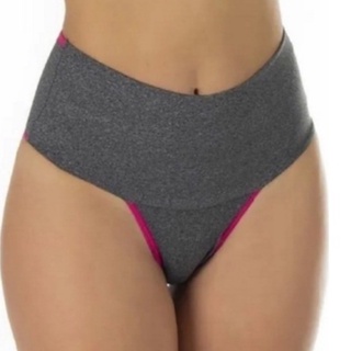 Kit 3 Calcinha Cós Fit Cós Alto Modelo Tanga Mescla Microfibra Feminina Adulta Forro 100% Algodão