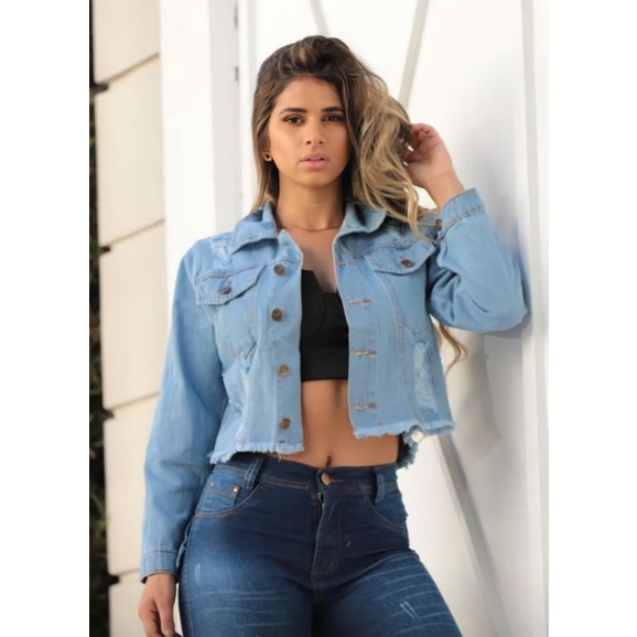 Jaqueta jeans desfiada store feminina