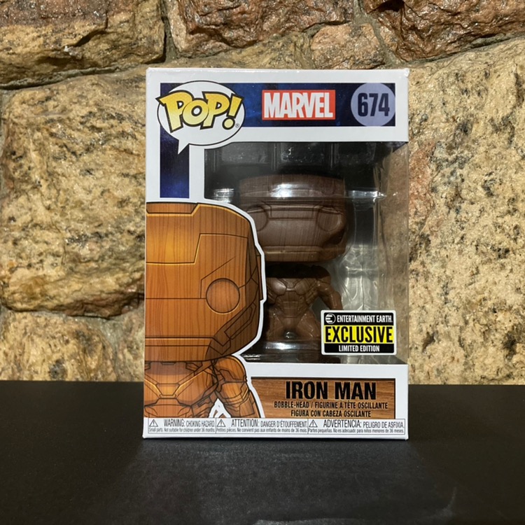 Funko Pop Marvel Iron Man Wood Deco 674 EE Exclusive w/Protector