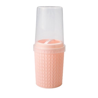 Porta Escovas e Creme Dental de Plástico com Tampa Trama Vinho Malbec-Rosa Pastel