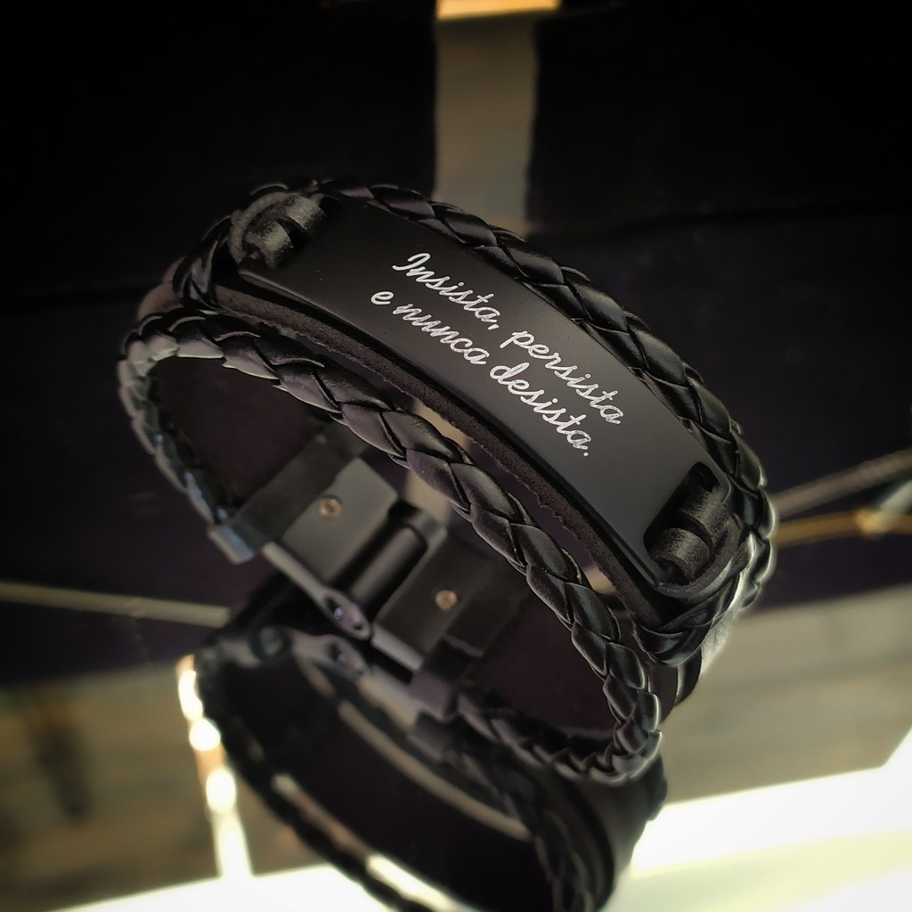 Pulseira Insista, Persista e Nunca Desista Black Shopee Brasil