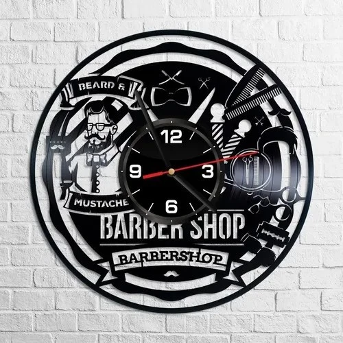Barbearia 20 - Relógio Disco De Vinil Decoração