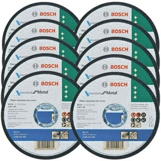 Discos de Corte 115mm p/ Aço e Inox Bosch Kit com 10 Standard Reto4.1/2"