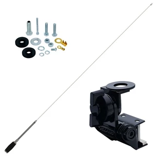 Antena Inox Px 1,40m Alongador 15cm Troller Jipe Buggy Suporte Calha Parafusos 