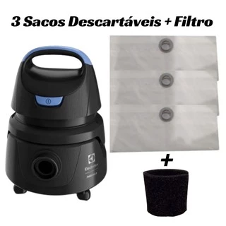 3 Sacos Aspirador Pó Electrolux Hidrolux Awd01 + Filtro