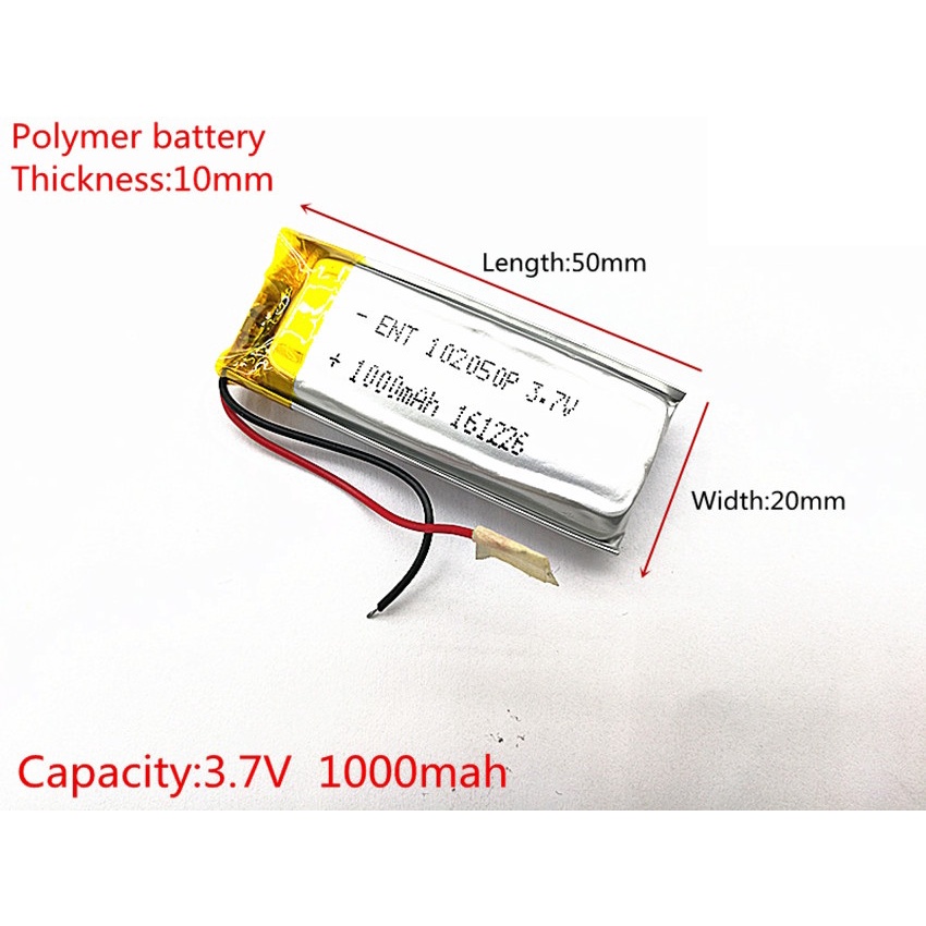 1 Peça 102050 Com 2 Fios 3,7v 1000mah 10mm X 20mm X 50mm -