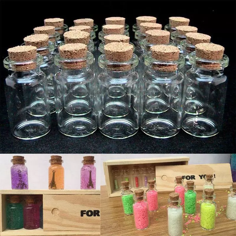 50Pcs Mini Frascos De Vidro Rolhas Casamento Favorece Arte Artesanal Frasco De + Rolha De Cortiça