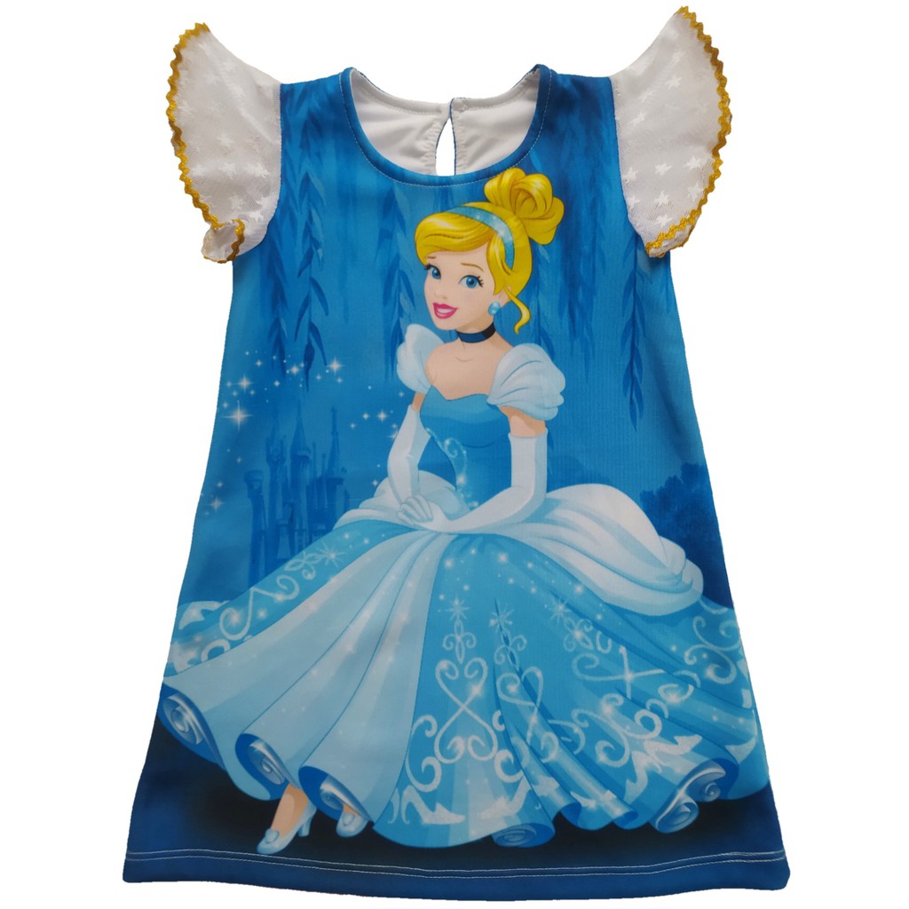 WonderBabe vestido de seda para meninas vestido de Cinderela festa  aniversário show carnaval vestido saia tutu com terno azul de seis peças  P003-130