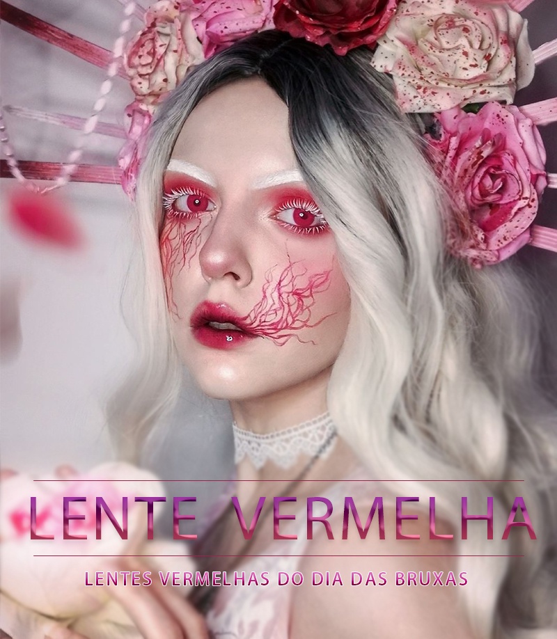 Lente de Contato Vermelha Red Cosplay Fantasia Vampiro, Maquiagem Feminina  Nunca Usado 89630540