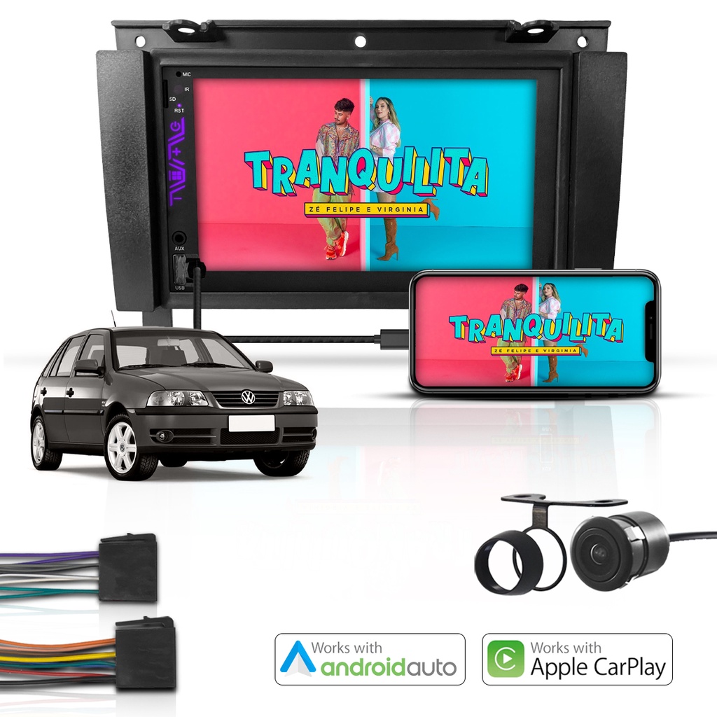Kit Multimidia Universal 2 Din Mp5 Android e Carplay Volks Gol G3 ...