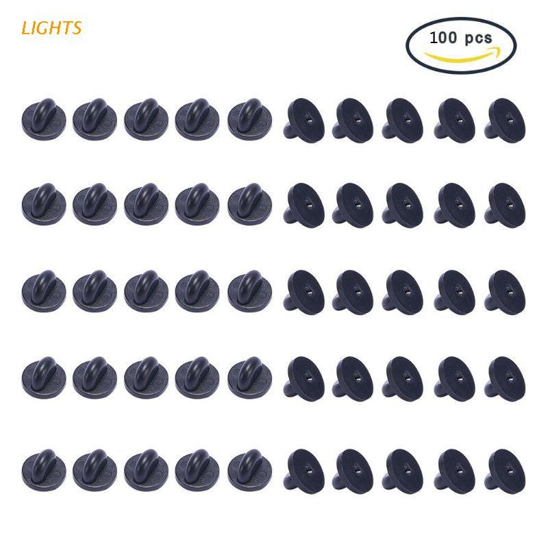Luzes 100 Pcs Preto Pvc Borracha Broche Pin Conforto Fit Tie Tack Lapela Pin Broche Backing Fechos Descober @ @ Tas Jóias