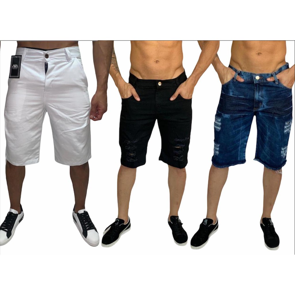 BERMUDA MASCULINA - JEANS LISA - ESCURO Bermudas