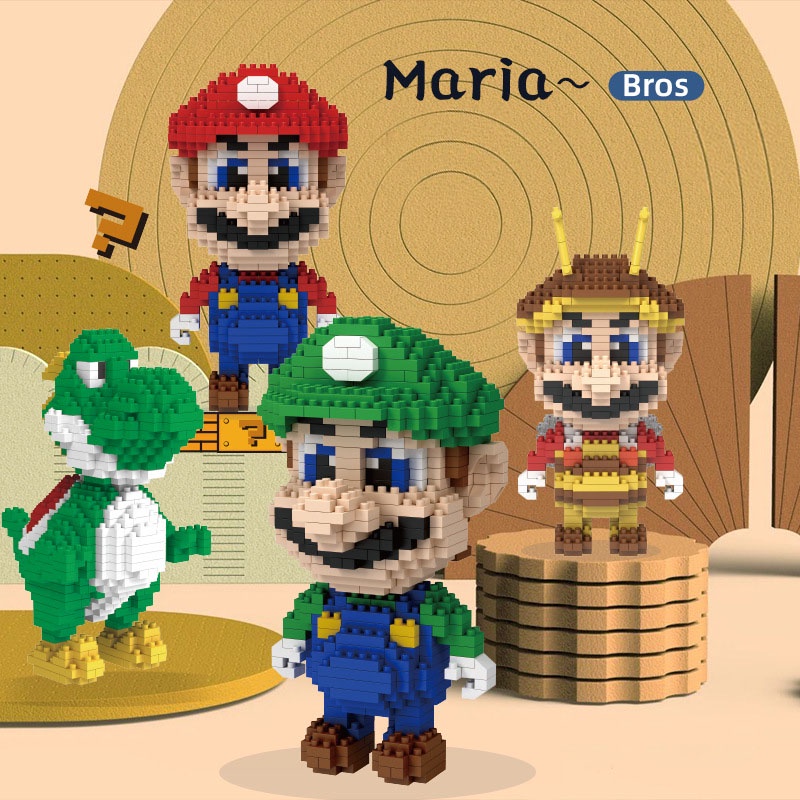 Blocos Da Sorte Lego Super Mario Bros De Construção Nano Bloco Educacional Brinquedos Luigi E Yoshi