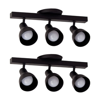 Kit 2 Trilhos Spot Triplo C/ Canopla 3 Lâmpadas Direcionáveis Casa Cozinha Teto